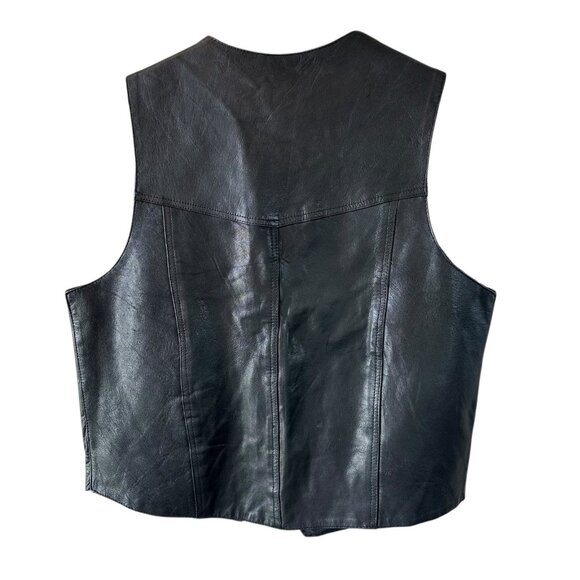 Vintage Barney's Leather Daytona 2003 Black Leather Biker Vest Size XXL Moto - Picture 4 of 5